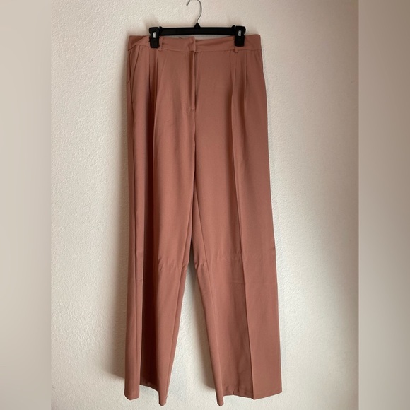 Shinestar Women's Wide Leg High Waist Pants in Peach Tan color size L - Picture 7 of 7
